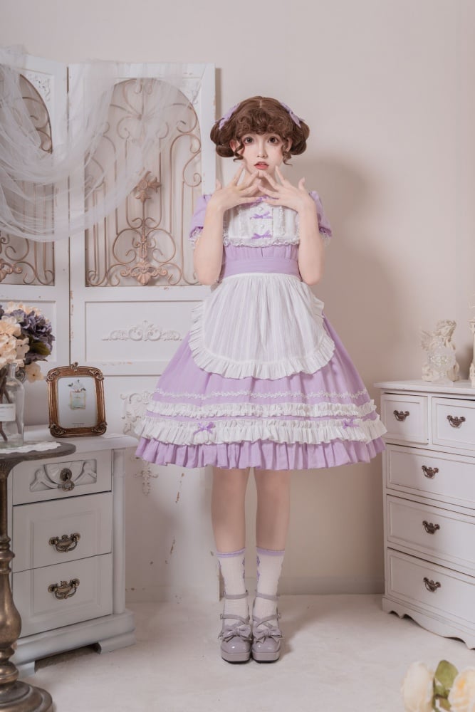 Dream Garden Lace Trim Bowknot Details Short Sleeves Lolita OP