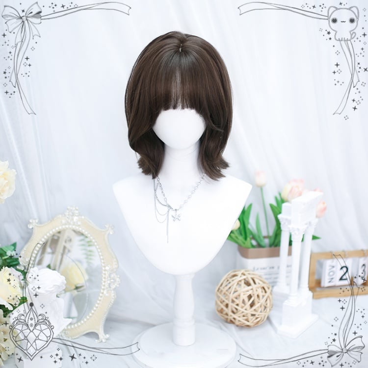 Black-brown/Brown Ouji Style Shoulder Length Synthetic Wig