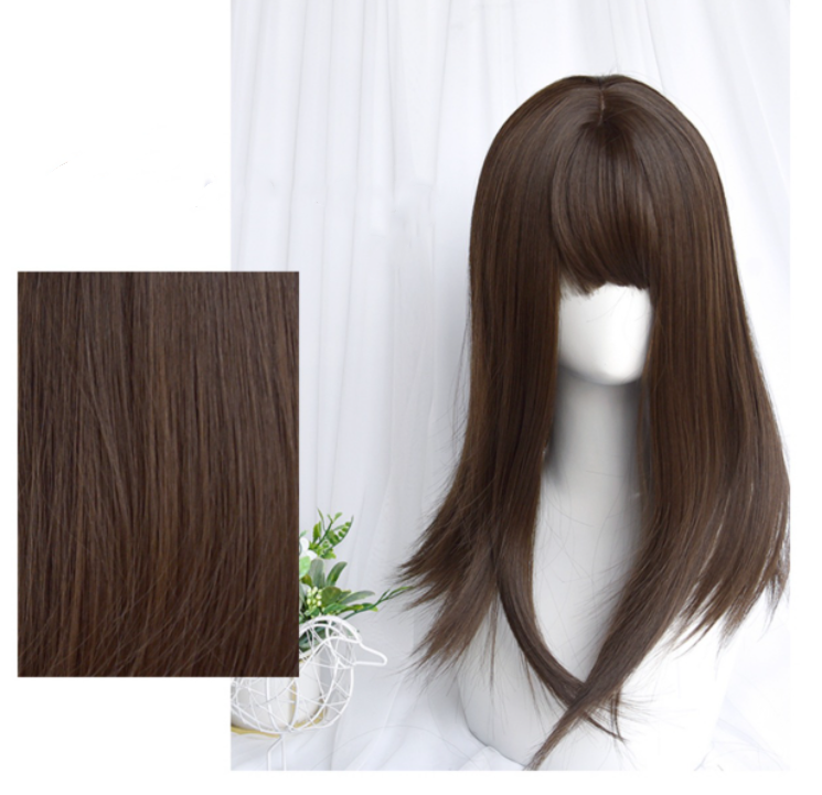 Shoulder Length Straight Brown Synthetic Wig