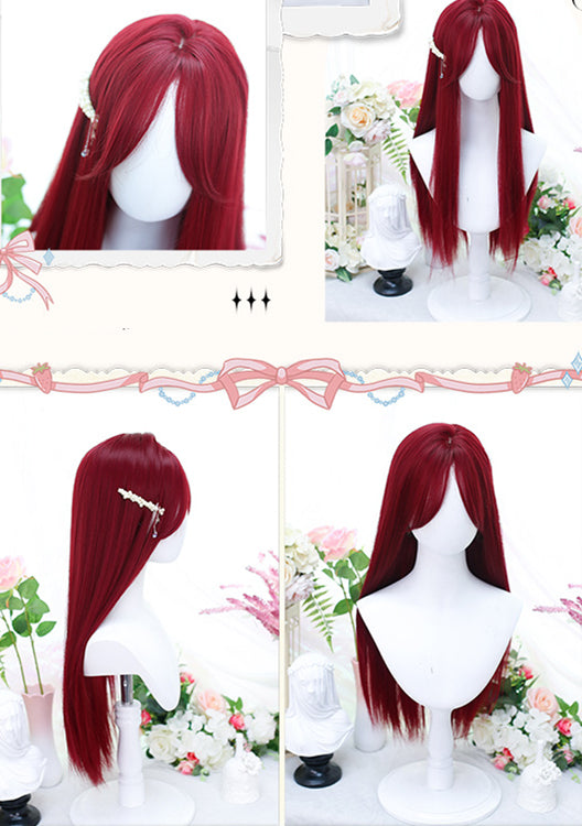 Carmine Long Straight Synthetic Wig Splayed Bangs