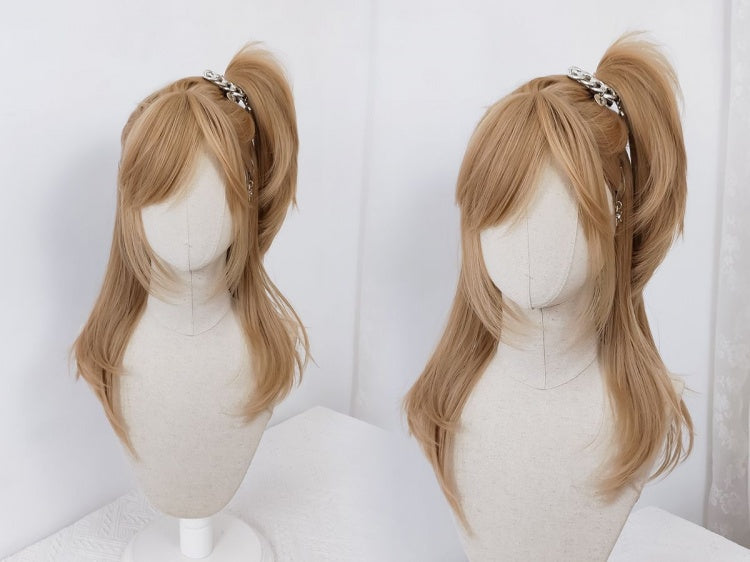 Gold Long Wavy Lolita Synthetic Wig