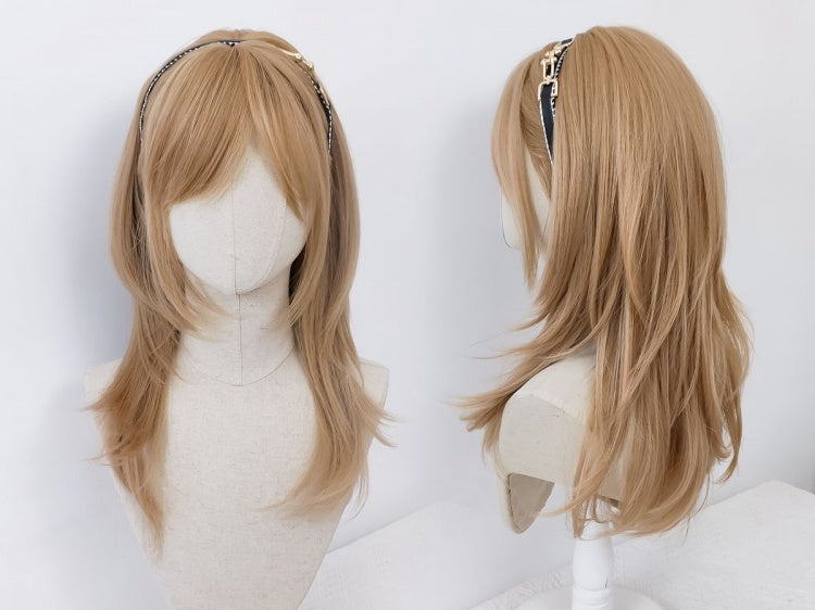 Gold Long Wavy Lolita Synthetic Wig