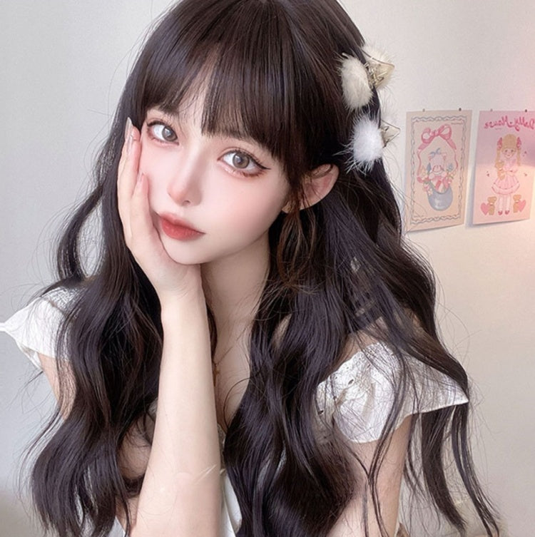 Wavy Dark Brown / Brown 60CM Lolita Synthetic Wig