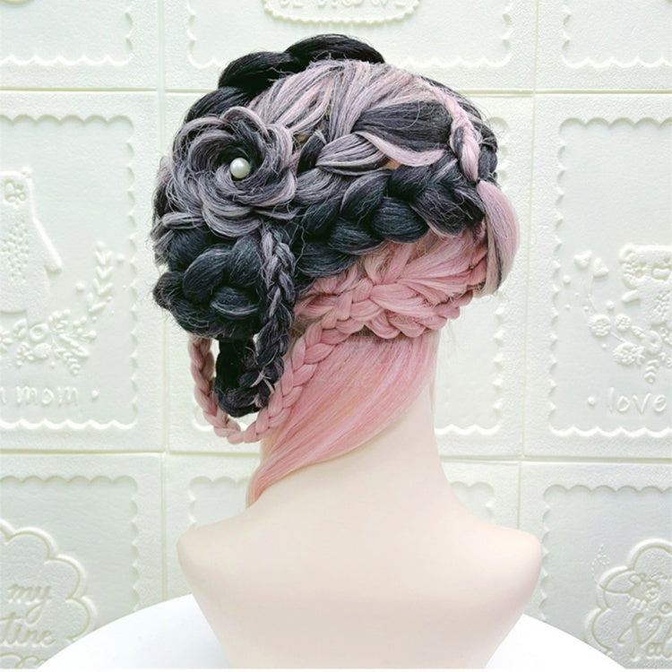 Endless Summer Black-Pink Lolita Hand-braided Wig with Flower Hair Accessory