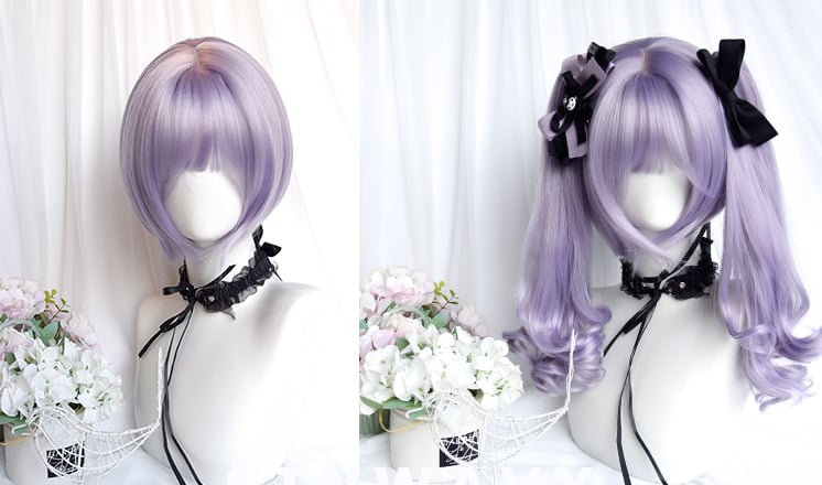 Clearance-Light Purple Short Wig with Double Ponytails Synthetic Wig