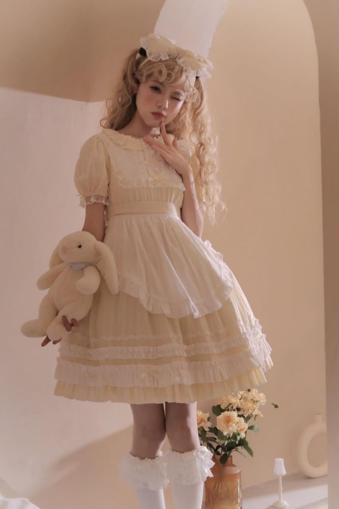 Dream Garden Lace Trim Bowknot Details Short Sleeves Lolita OP