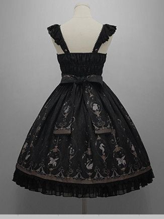 Fairy Tales on Paper Color Black Lace Trim Big Bow Lolita JSK