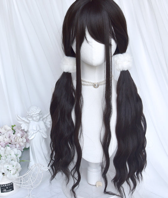 80CM Chiba Dark Brown Water Ripple Curly Synthetic Wig