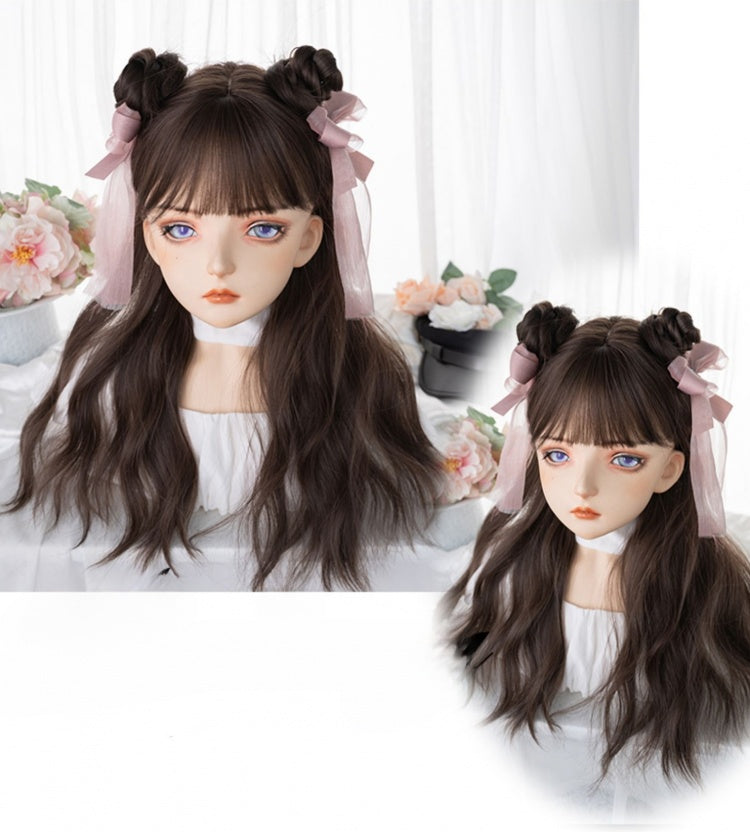 Wavy Dark Brown / Brown 60CM Lolita Synthetic Wig