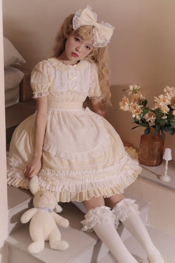 Dream Garden Lace Trim Bowknot Details Short Sleeves Lolita OP