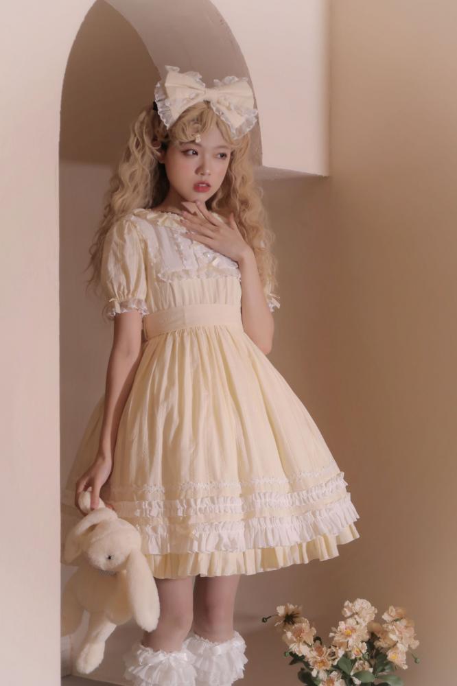 Dream Garden Lace Trim Bowknot Details Short Sleeves Lolita OP