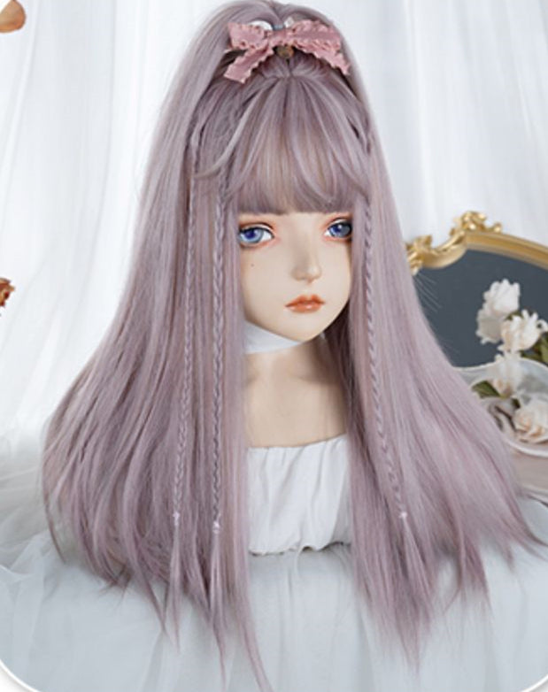 Straight Gold / Pink-Purple Synthetic Wig