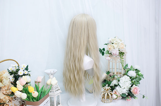 Waist Length Mashed Taro Tea Wavy Synthetic Wig