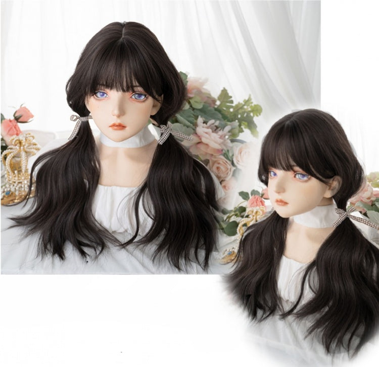 Wavy Dark Brown / Brown 60CM Lolita Synthetic Wig