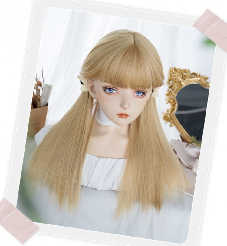 Straight Gold / Pink-Purple Synthetic Wig