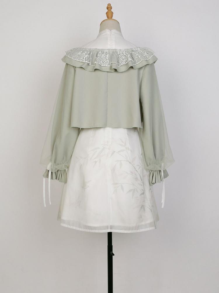 Bamboo Hidden Qi Lolita Banded Collar Short Sleeves Lolita OP+ Bolero Set