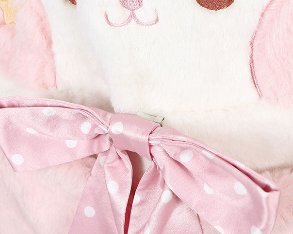 White Bunny Ears Plush Overall Dress Bowknot Details