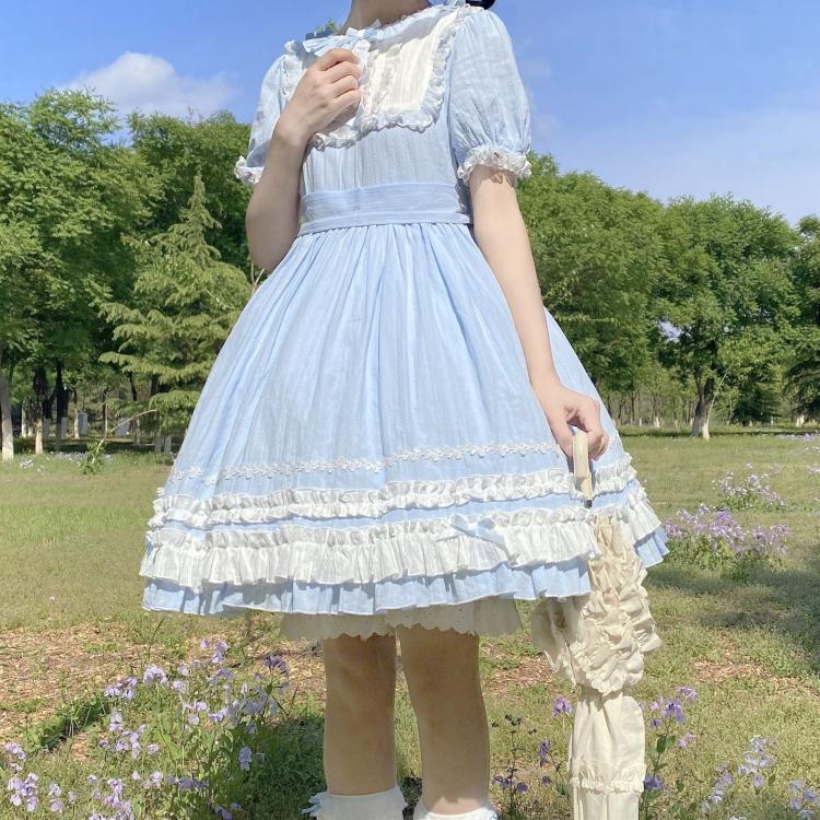 Dream Garden Lace Trim Bowknot Details Short Sleeves Lolita OP