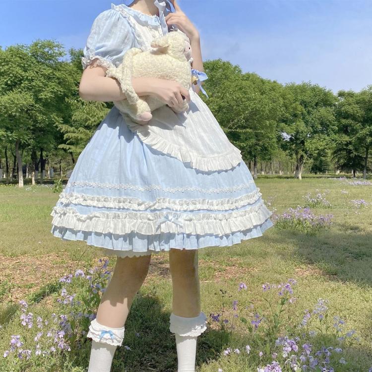 Dream Garden Lace Trim Bowknot Details Short Sleeves Lolita OP