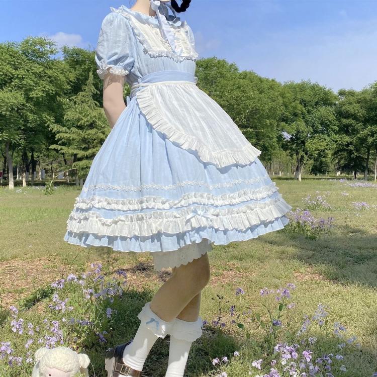 Dream Garden Lace Trim Bowknot Details Short Sleeves Lolita OP