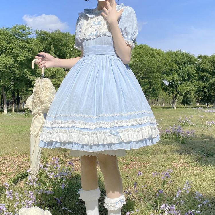 Dream Garden Lace Trim Bowknot Details Short Sleeves Lolita OP