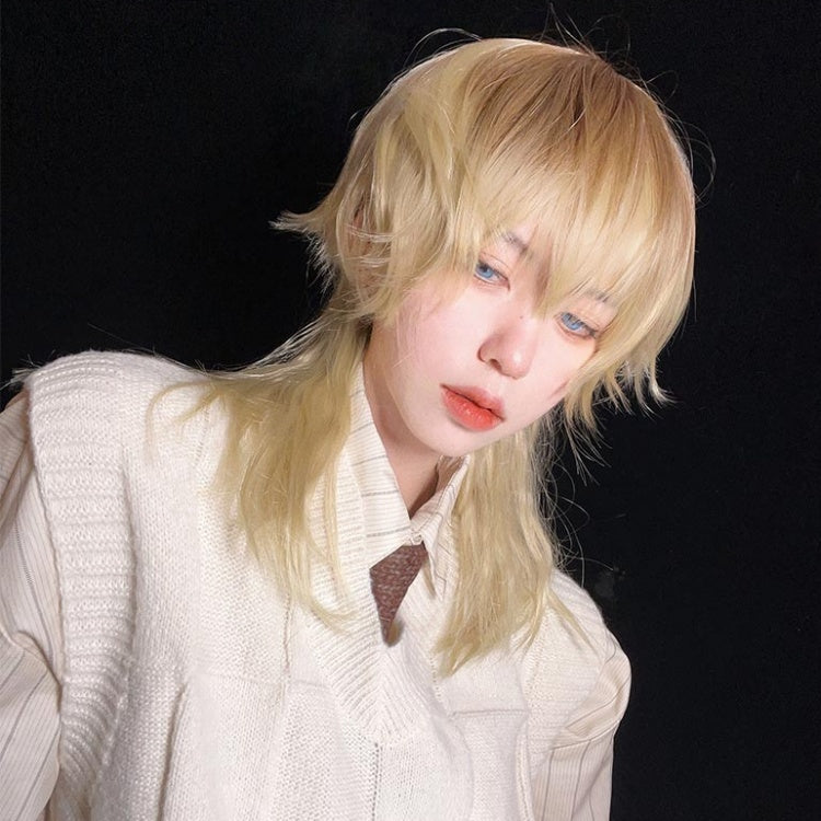 Blonde Short Hair at Front Long Hair at Back Synthetic Ouji Fashion Wig