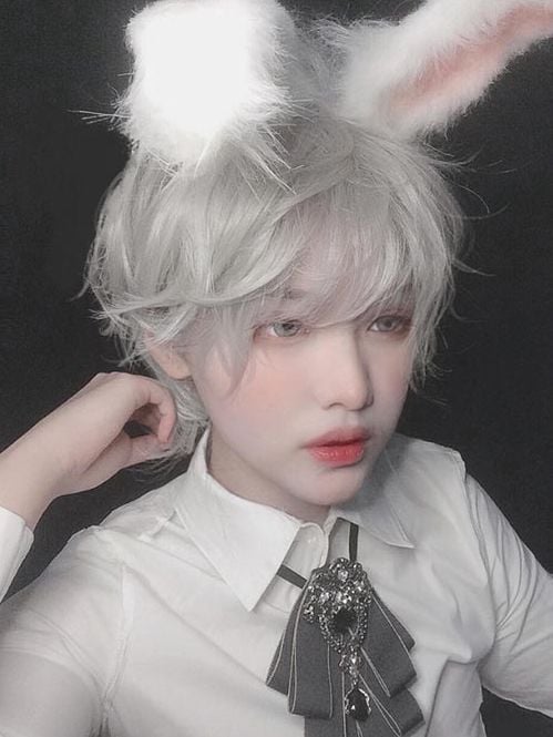 Mr. Rabbit Chin Length Grey Ouji Short Wig