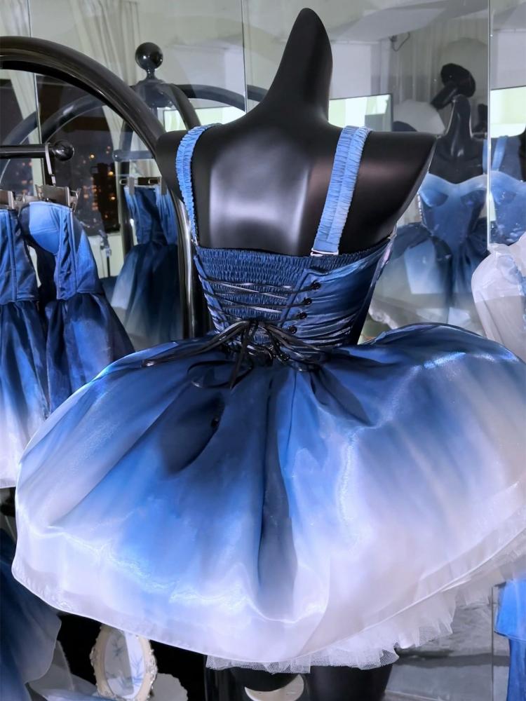 Blue White Ombre Balletcore Corset Dress