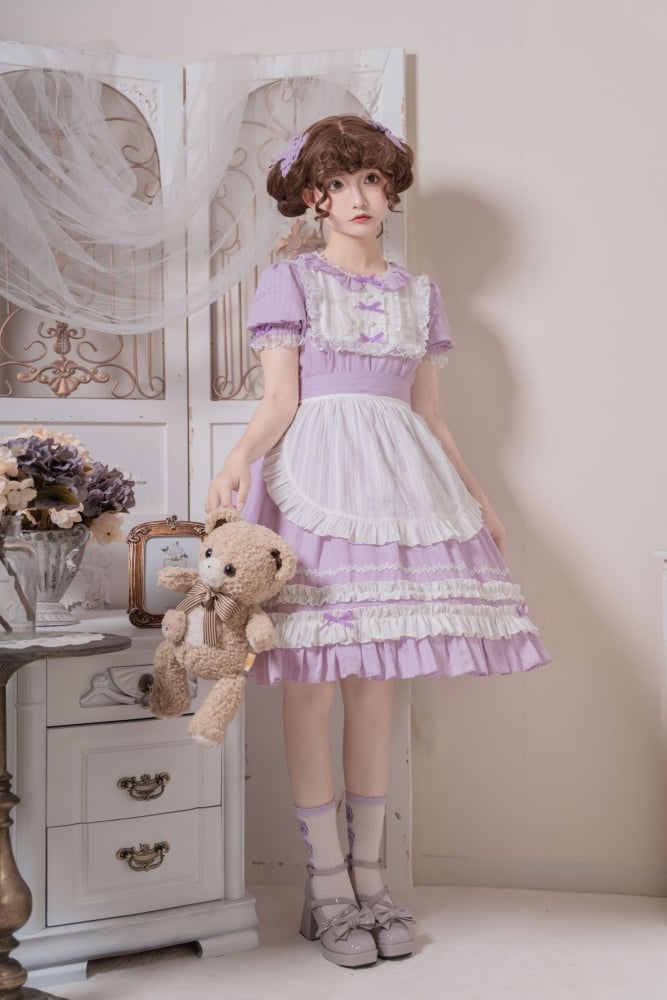 Dream Garden Lace Trim Bowknot Details Short Sleeves Lolita OP