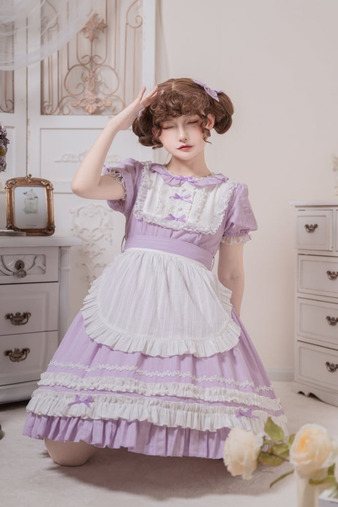 Dream Garden Lace Trim Bowknot Details Short Sleeves Lolita OP