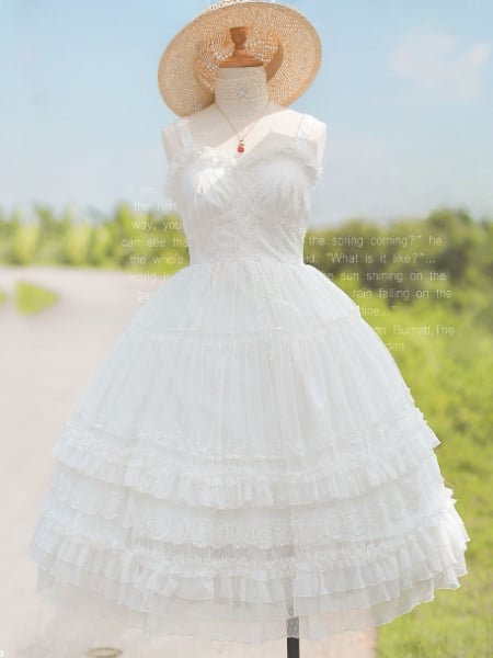 Dream Bouquet Sweetheart Neckline Tiered Skirt and Ruffle Trim Lolita JSK