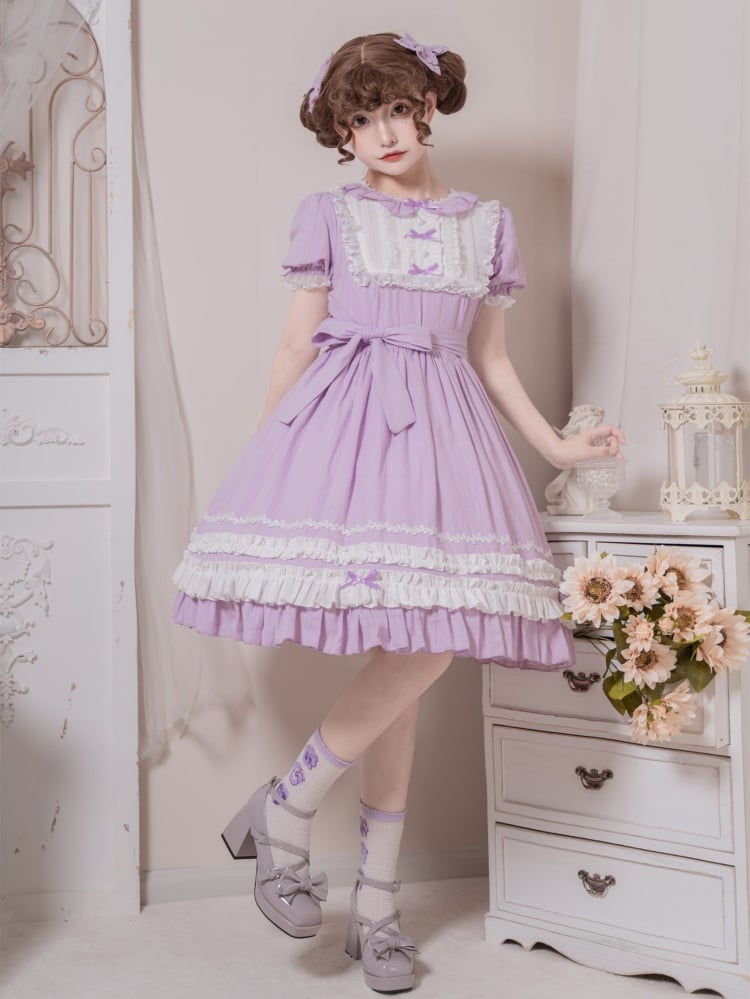 Dream Garden Lace Trim Bowknot Details Short Sleeves Lolita OP