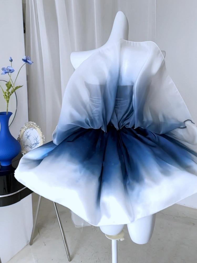 Blue White Ombre Balletcore Corset Dress