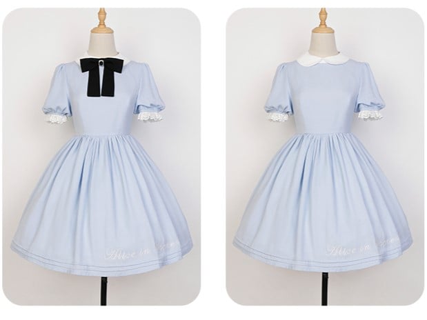 Alice in Wonderland Sax Blue Maid Dress with White Apron