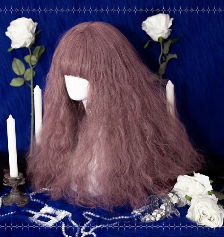 Dusty Pink Long Curly Synthetic Wig