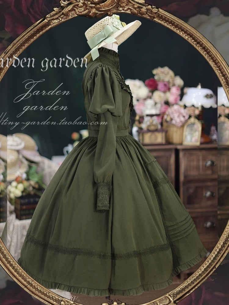 Green Long Sleeves One Piece Elegant Dress