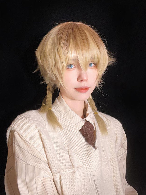 Blonde Short Hair at Front Long Hair at Back Synthetic Ouji Fashion Wig