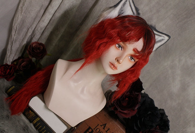 In Stock Long Wool Curly Black Red Ombre Wig