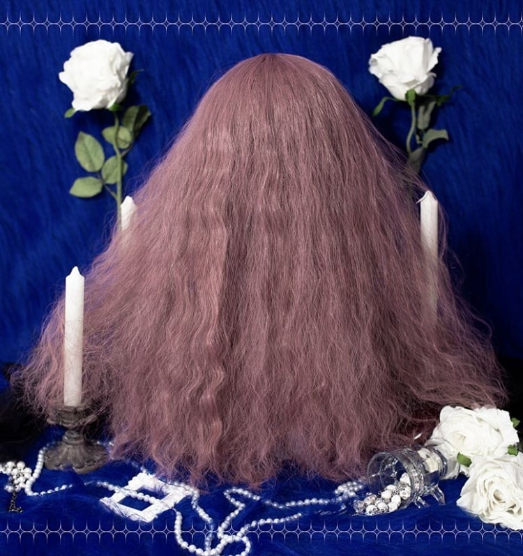 Dusty Pink Long Curly Synthetic Wig