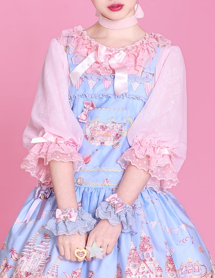 Fondant Carnival Bowknot Details Ruffle Hem Overalls