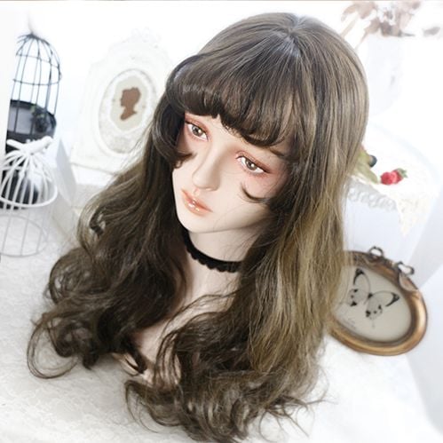 Cotton Doll Brown Long Wavy Synthetic Wig