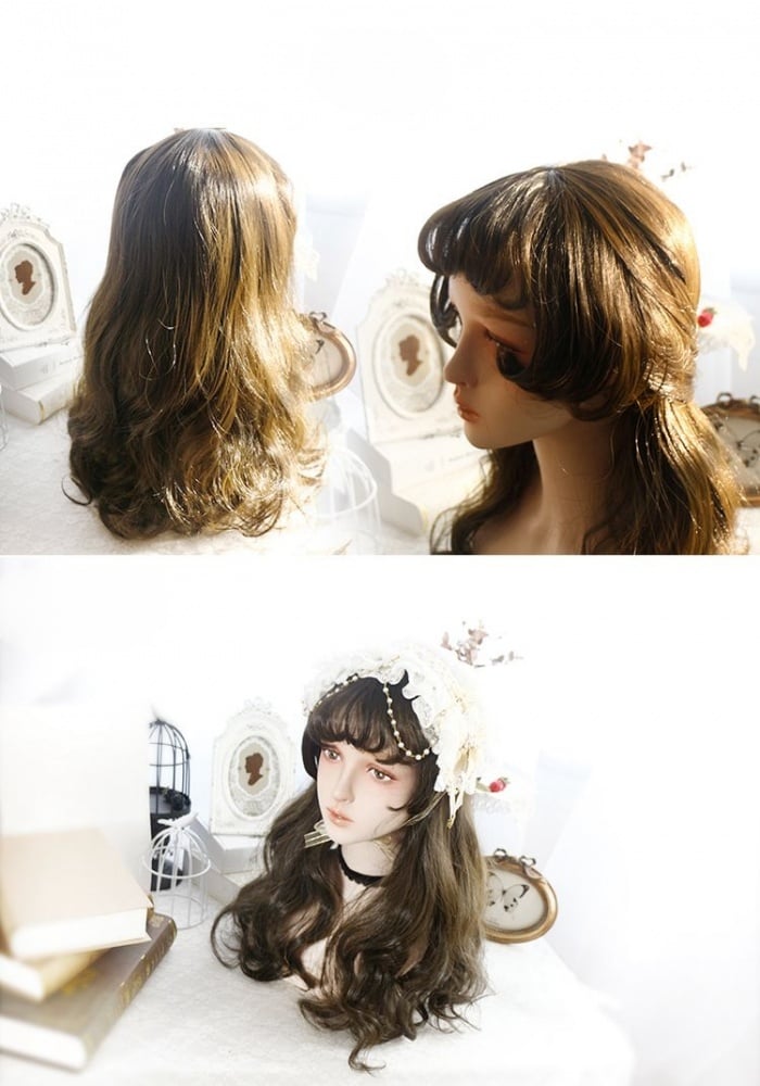 Cotton Doll Brown Long Wavy Synthetic Wig