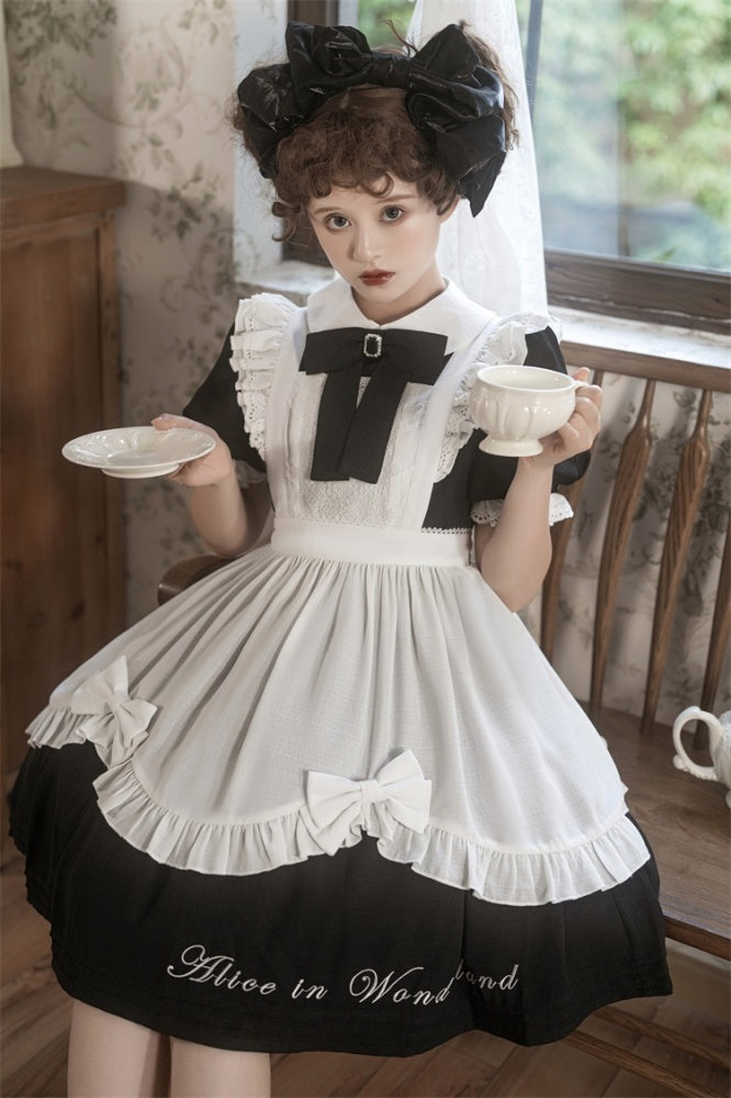 Alice in Wonderland Black Maid Dress with White Apron