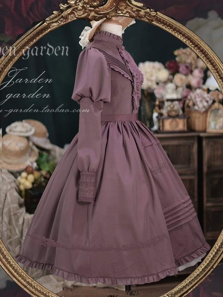 Dusty Pink Long Sleeves One Piece Elegant Dress