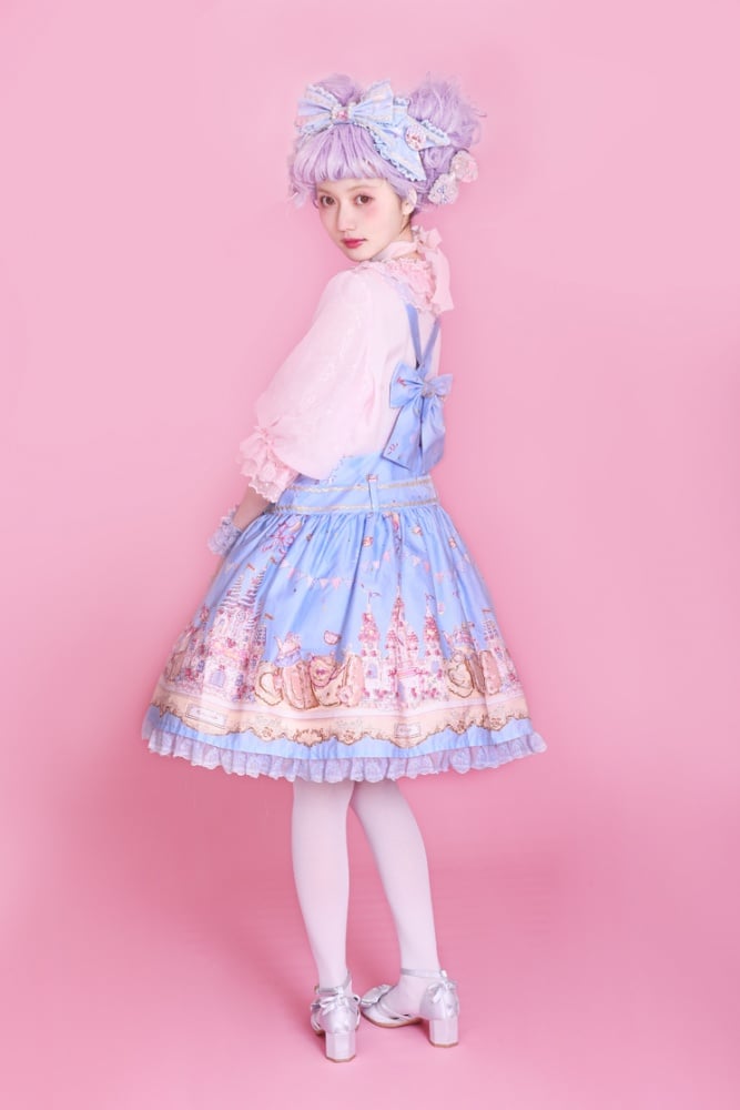 Fondant Carnival Bowknot Details Ruffle Hem Overalls