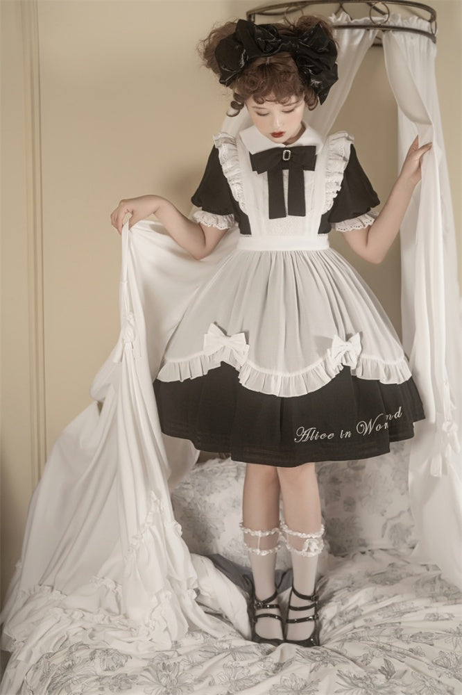 Alice in Wonderland Black Maid Dress with White Apron