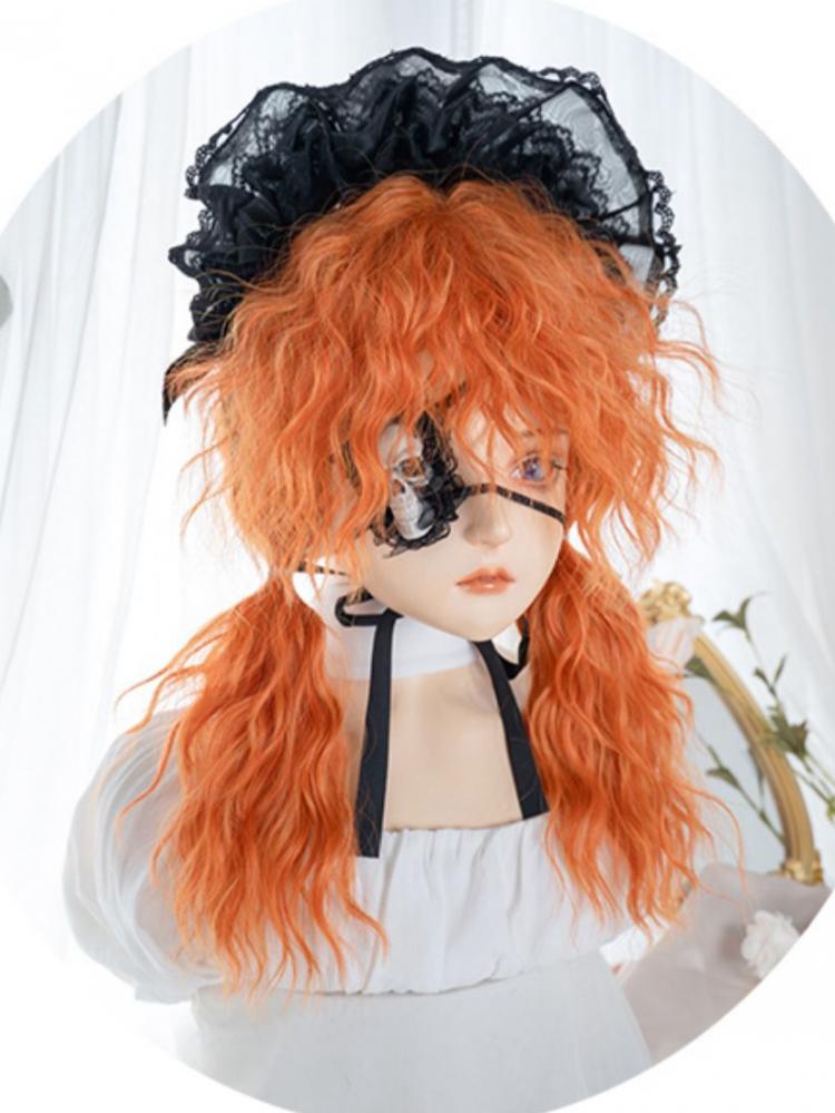 Halloween Pumpkin Orange Medium Length Synthetic Curly Wig