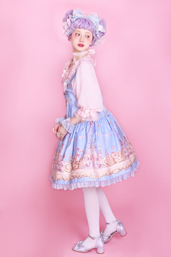 Fondant Carnival Bowknot Details Ruffle Hem Overalls