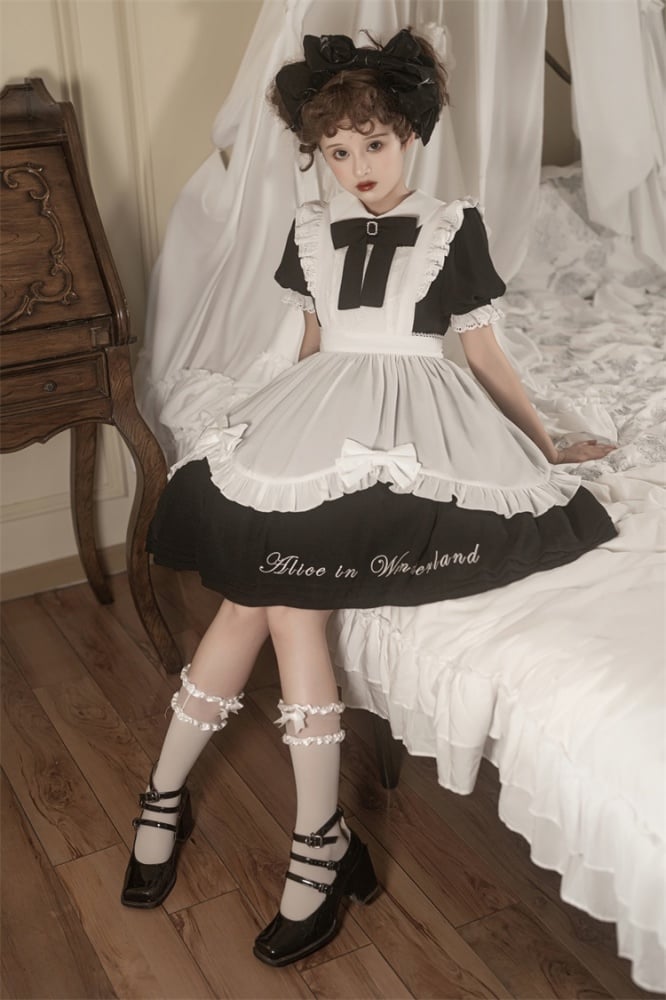 Alice in Wonderland Black Maid Dress with White Apron