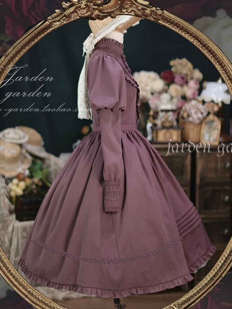 Dusty Pink Long Sleeves One Piece Elegant Dress